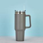 40 Oz Tumbler With Handle And Straw Black Sweat Proof Stainless Steel Insulated