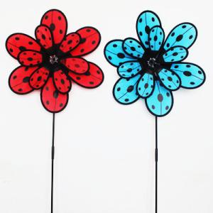 Quality Spring seasonal windmill yard stake ladybug wing double layer wholesale