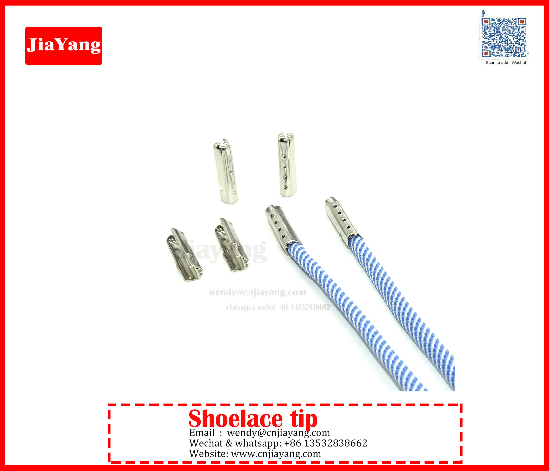 Jiayang metal aglet for end of shoelace drawstring garment