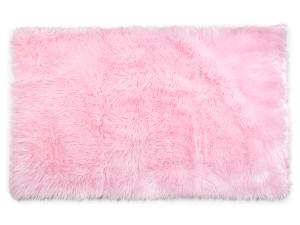 Quality Light Pink Colour Polyester Area Rugs / Faux Sheepskin Area Rug wholesale