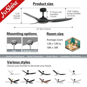 Quality 52 Inches White ABS Blade Remote Smart APP Control Ceiling Fan Without Light wholesale
