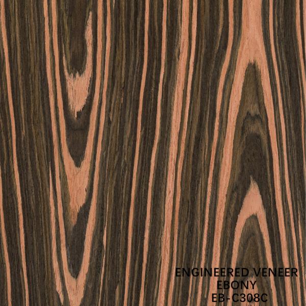 Reconstituted Engineered Wood Veneer Crown Cut Ebony 0.15-0.60mm Thickness For