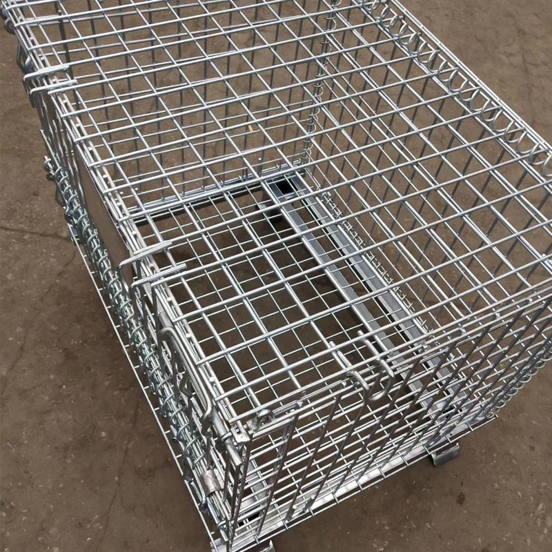 Stackable Galvanized Storage Foldable Wire Mesh Container With Optional Wheels