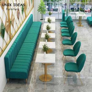 Quality Metal Restaurant Dining Table And Chairs Velvet 90cm Fresh Fast Food Booth Seating wholesale