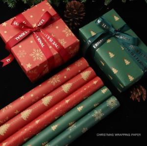 Quality Christmas Gift Tissue Wrapping Paper 50x70cm Red Green Khaki color wholesale