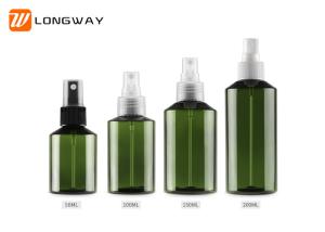 Quality Travel Plastic green Slopping Shape Bottle with Aluminium Spray Pump for Cosmetic Toner Packing wholesale