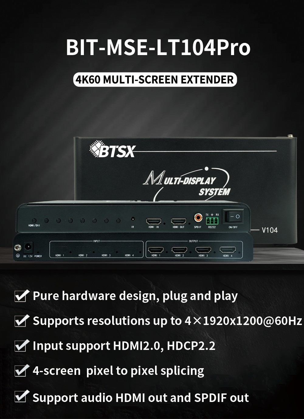 Large Screen Multi Screen Controller HDMI high performance BIT-MSE-LT104PRO