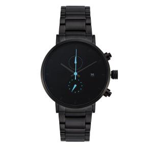 Quality Mineral Crystal Stainless Steel Chronograph Watch Black Chain Wrist Watch wholesale