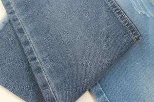 Quality 9.2oz Cotton Polyester Spandex Denim Fabric Recycled Yarn Dark Blue Sanforizing wholesale
