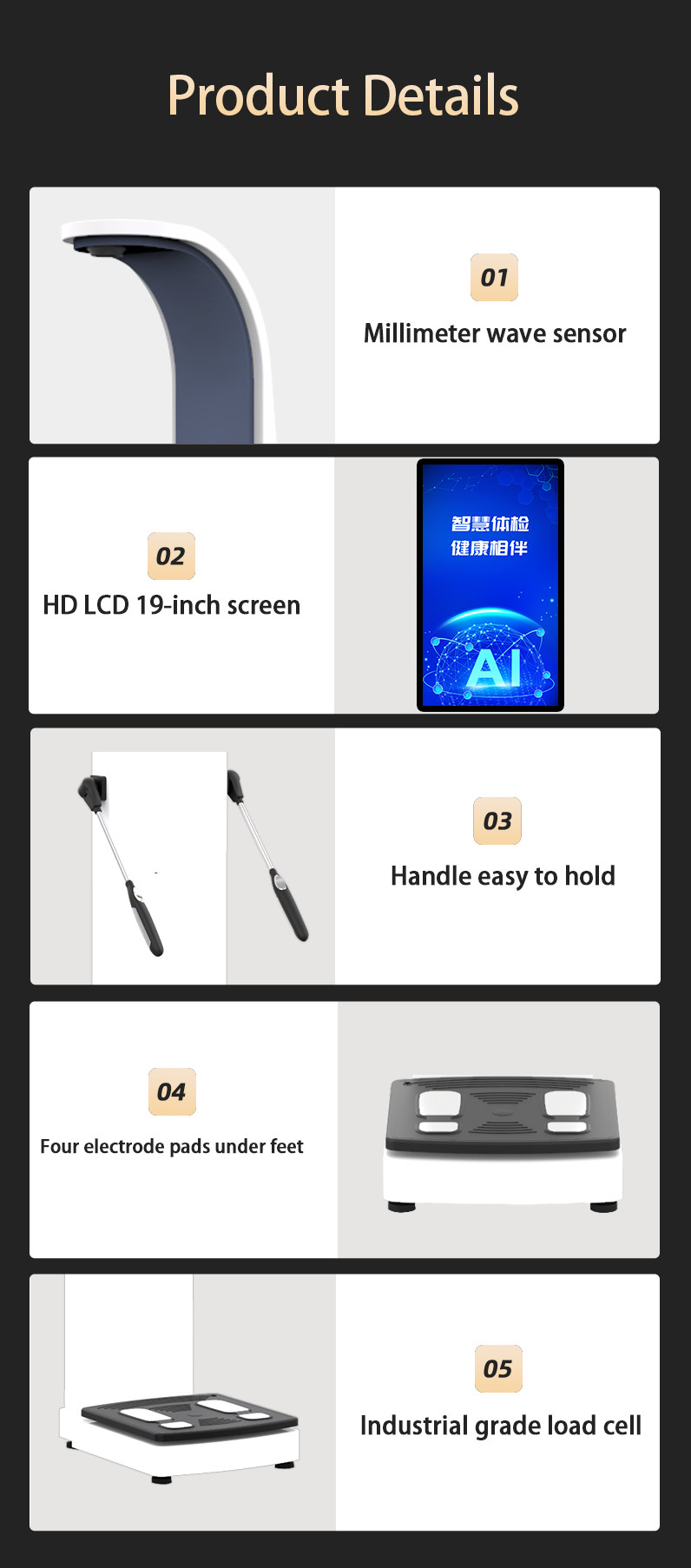 Body Scanner Machine for Gym Body Analyzer Machine Bioelectrical Impedance Body Composition Analyzer