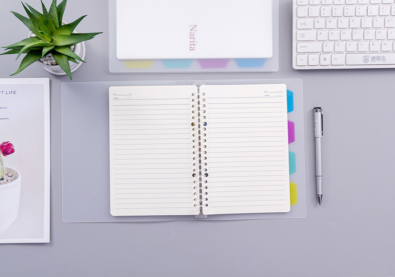 Office and Student A5/B5 40 Sheets Plastic Cover Note Book with Transparent Cover