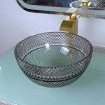 Toilet Round Black Vessel Sink Glass Bathroom Crystal Transparent