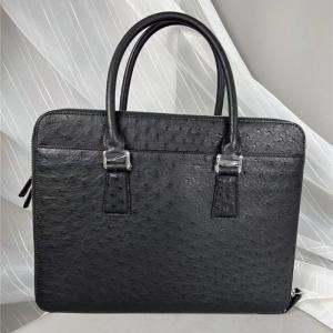 Quality Authentic Ostrich Skin Businessmen Working Travel Purse Laptop Briefcase Genuine Leather Male Large Top-handle Handbag wholesale