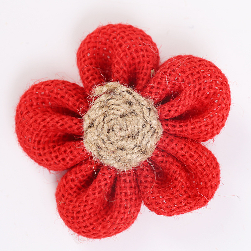 8cm Burlap Ribbon Flowers Diy Orange Black Jute Rope Flower