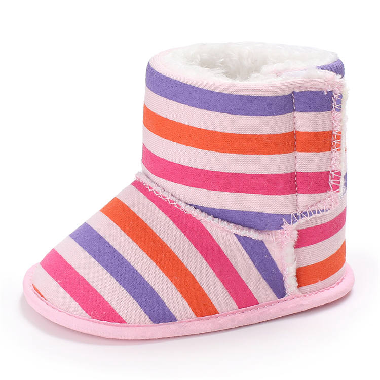 Hot sale 2019 warm cotton Rainbow striped 0-18 months boots shoes for baby
