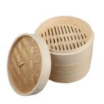 2 Tier Small Wood Steamer Holder Rack Basket Set Favors 10'' Mini Bamboo Steamer