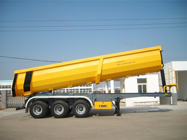 60 Tons Payload Semi End Dump Trailers 3 FUWA / BPW Axles 30 Cubic Meters