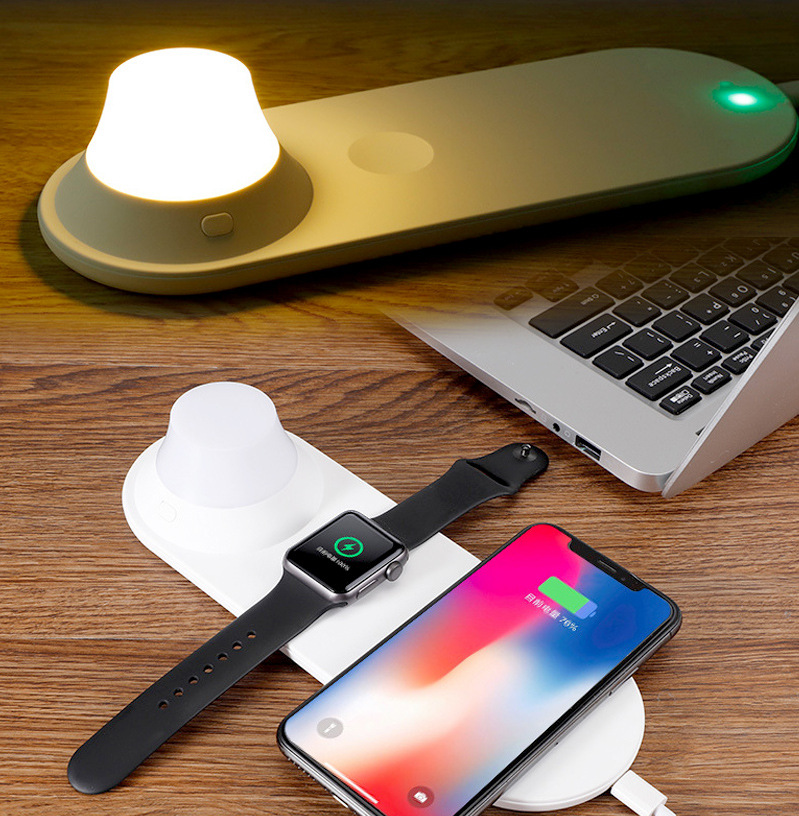 Flicker Free 5V 2A 10watt Wireless Charger Night Light / 3 In 1 Night Lamp