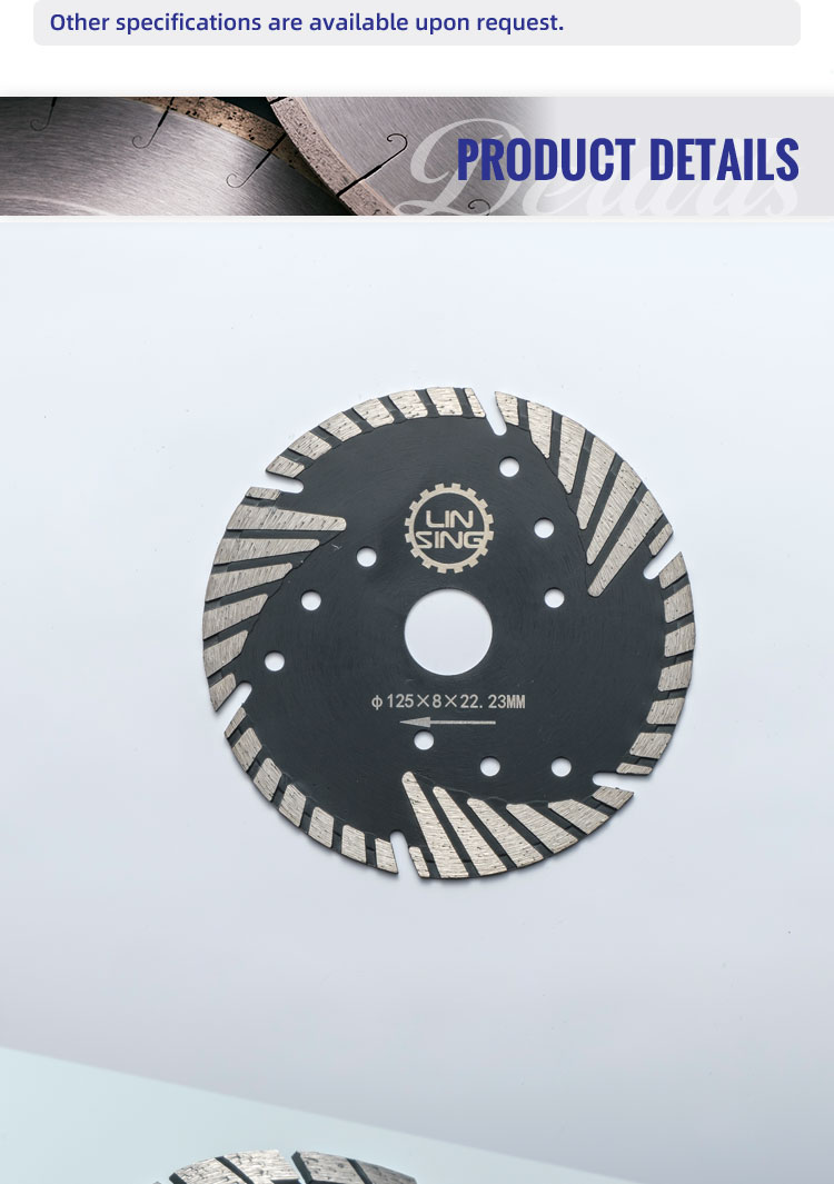 Other Length Diamond Saw Blade Turbo Type Protection Teeth Cutting Disc for Stone Tile