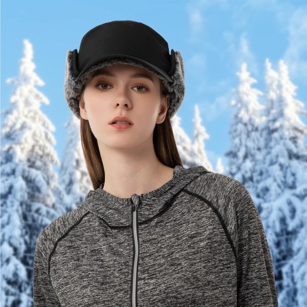 Men Or Women Winter Caps Warm Earflaps Hat Fully Lined Faux Fur Baseball Cap