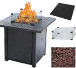 28in Gas 50000 BTU Outdoor Garden Square Fire Pit Table For Outside Propane
