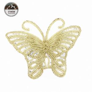 Quality Beautiful Golden Butterfly Iron On Patch , Sequin Washable Animal Iron On Patches wholesale
