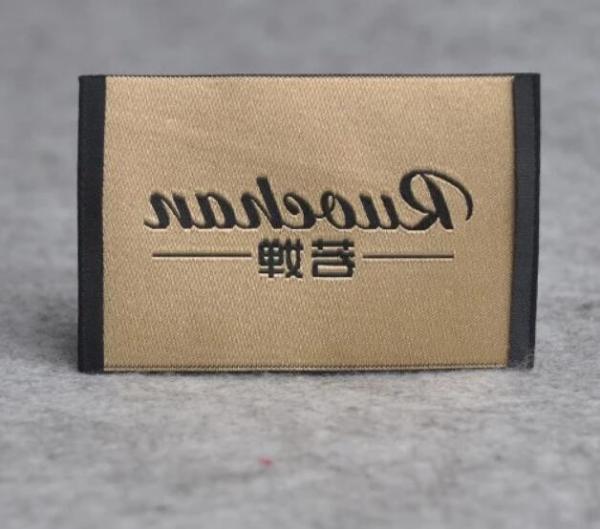 High Density Clothing Woven Labels For Apparel Damask Cotton Customized