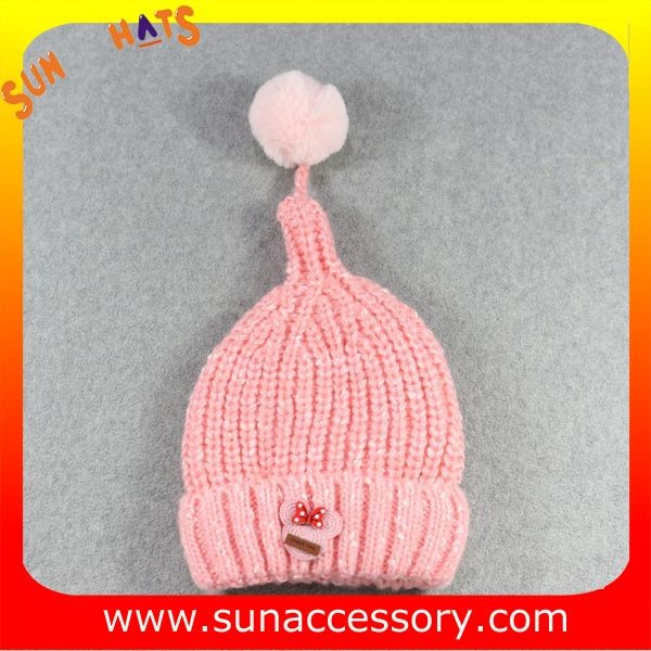 AK17024 Sun Accessory winter kids knitted beanie caps and hats with pom pom ,caps in stock MOQ only 3 pcs
