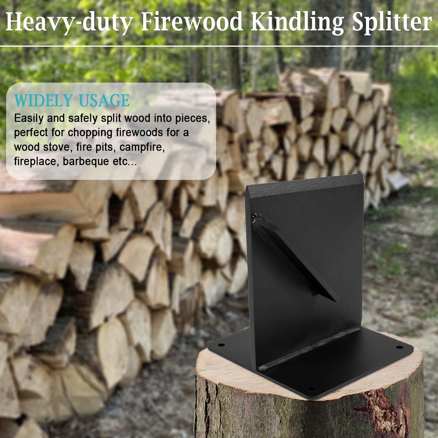 Portable Wood Splitter Upgraded 10 Pounds Heavy-Duty Steel Firewood Kindling Splitter