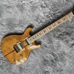 Custom Yellow Santana Retro Electric Guitar Flamed Maple Top Veneer HH Pickups