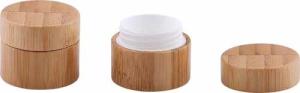 Quality Environmental Cosmetic Cream Containers Frosted Glass With Bamboo Wooden Lid wholesale