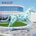 Large outdoor metal forging geometric animal hollow horse stainless steel