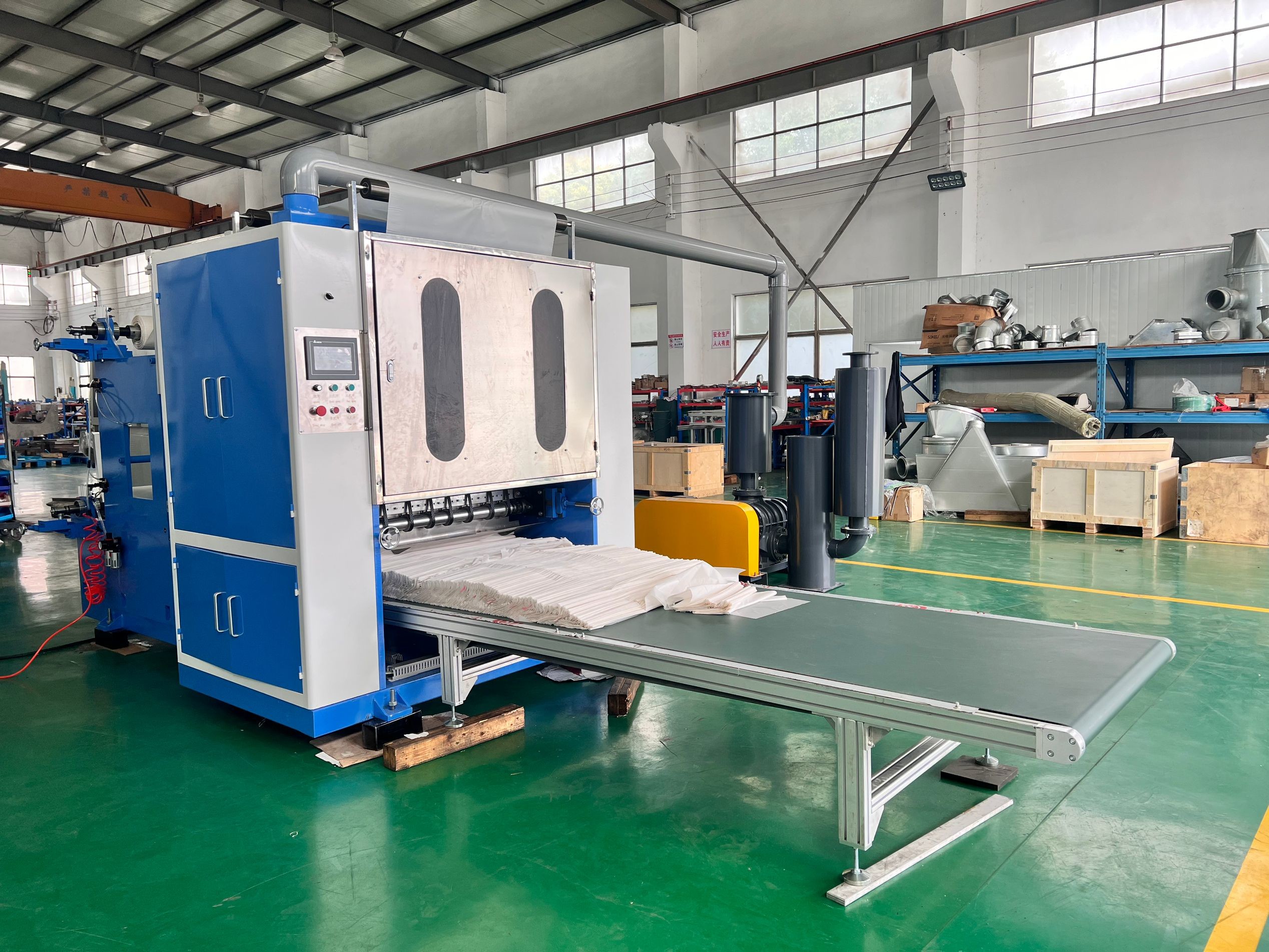 Continuous Extraction HDPE Plastic Film Pop Out Interfolding Sheet Machine