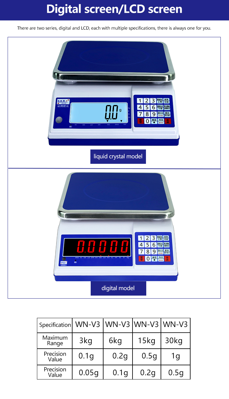 Conventional 30000 Precision Multi-function LCD Weighing Table Scale with Display LCD