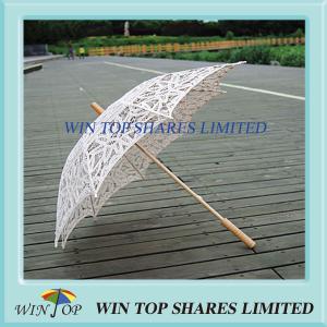 Quality Chinese wood embroidery beige cotton umbrella wholesale