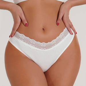Quality Nylon Womens Underwears White Hi Cut Casual Brief Underpants Bikini Seamless Lace Panties wholesale