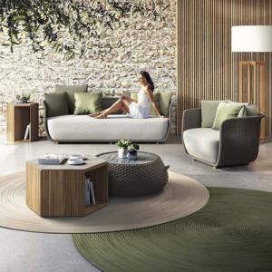 Quality Restaurant Outdoor Light Luxury PE Rattan Sofa Set Patio Waterproof Metal Furniture wholesale