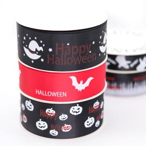Quality Red / Black Personalized Satin Ribbon , Fancy Halloween Wired Ribbon wholesale