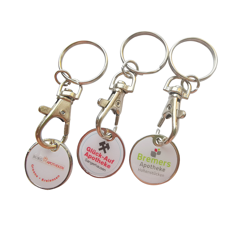 Custom Supermarket Metal Token Coins Shopping Cart Trolley Token Keychain