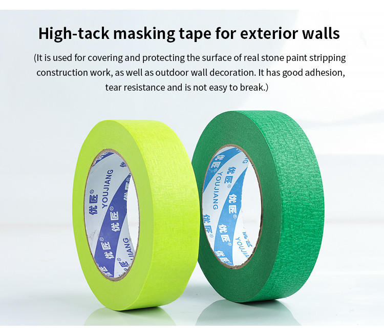 OEM Removable 25mm 48mm Green High Stick Spray Masking Tape For Outdoor Wall Paint