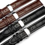 ALK Leather Watch Band Bracelet Strap butterfly deployant Clasp buckle Watchband