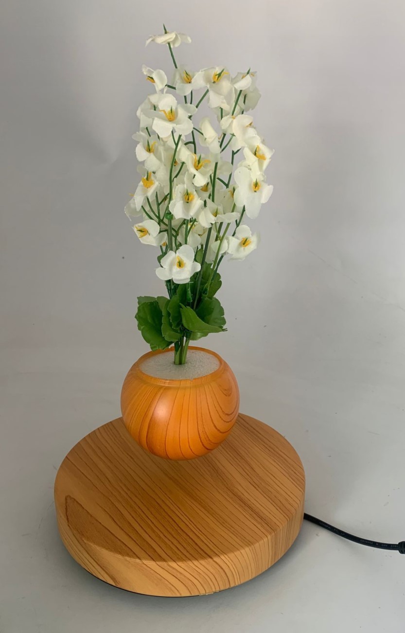 round wonden base magnetic levitation floating bottom air bonsai plant tree pot flowerpot