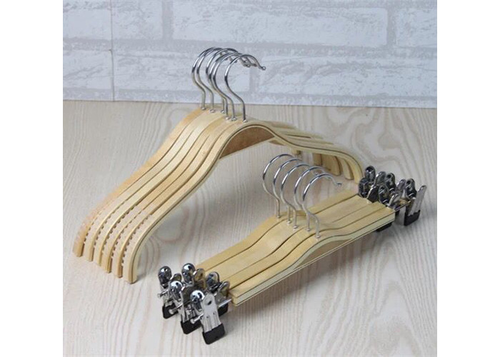 Wooden Laundry Padded Retail Store Hangers , Plywood Material Bulk Coat Hangers
