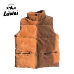 Corduroy Zipper Bubble Jacket Vest Utility Sleeveless Black Quilted Puffer Men