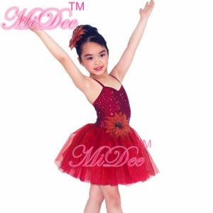 Quality Children'S Tutu Skirts Wine Red Sequin Bodice Dress Matching Flowers Trim Hairpiece wholesale
