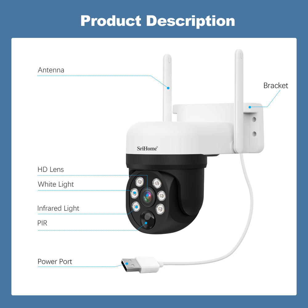 Rotating Long Standby Time Doom PTZ PIR Human Detection Weatherproof Outdoor CCTV Solar Battery Operated Security Camera