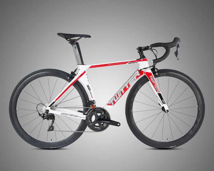 White 22 Speed Carbon Fiber Road Bike , Road Racing Bicycle Complete Groupset
