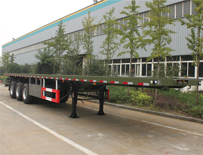 40ft 20ft 3 Axles Flatbed Container Trailer , Container Semi Trailer 60-70Tons