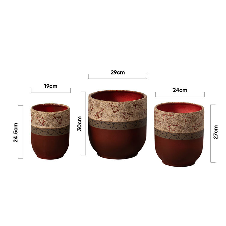 Nordic style luxury home hotel corridor decoration planter custom red ceramic flower pots molds