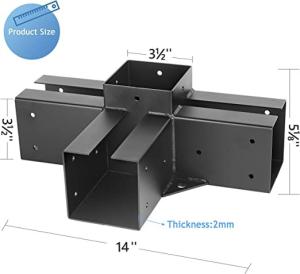 Quality 6x6 inches Lumber Pergola/Gazebo Hardware for Carbon Steel Q235 Black Powder Coating wholesale